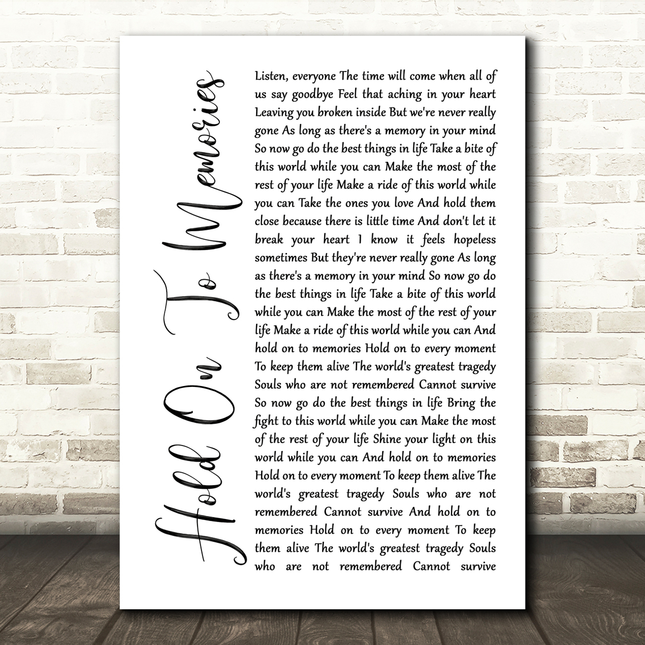 Disturbed Hold On To Memories White Script Song Lyric Quote Music Poster Print