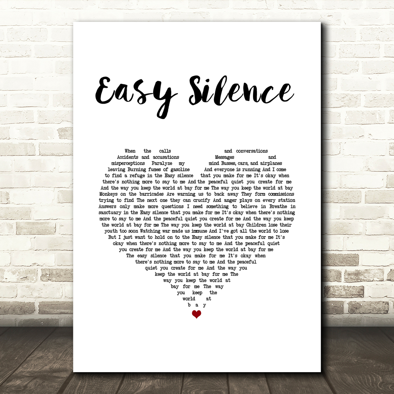 Dixie Chicks Easy Silence White Heart Song Lyric Music Art Print