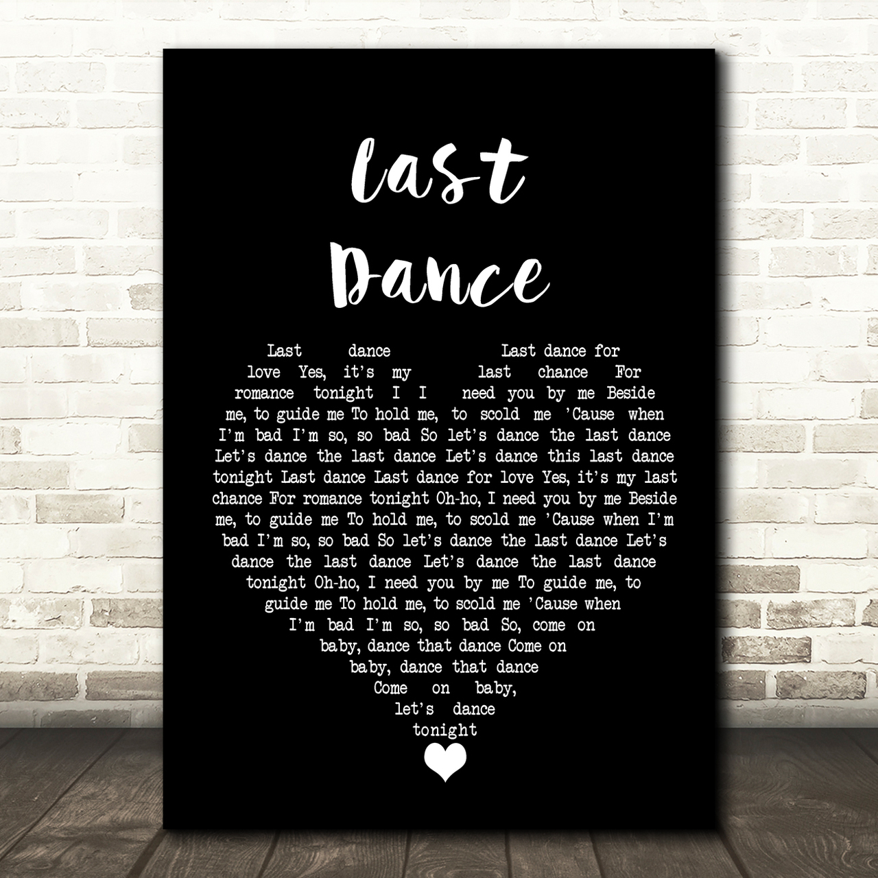 Donna Summer Last Dance Black Heart Song Lyric Wall Art Print