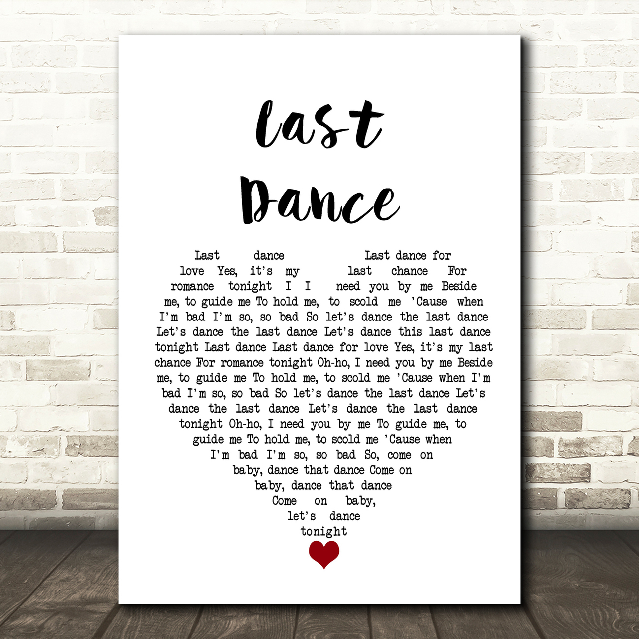 Donna Summer Last Dance White Heart Song Lyric Wall Art Print