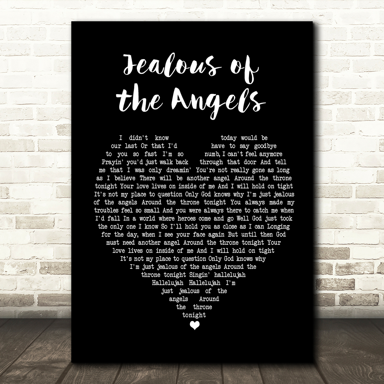 Donna Taggart Jealous of the Angels Black Heart Song Lyric Music Print