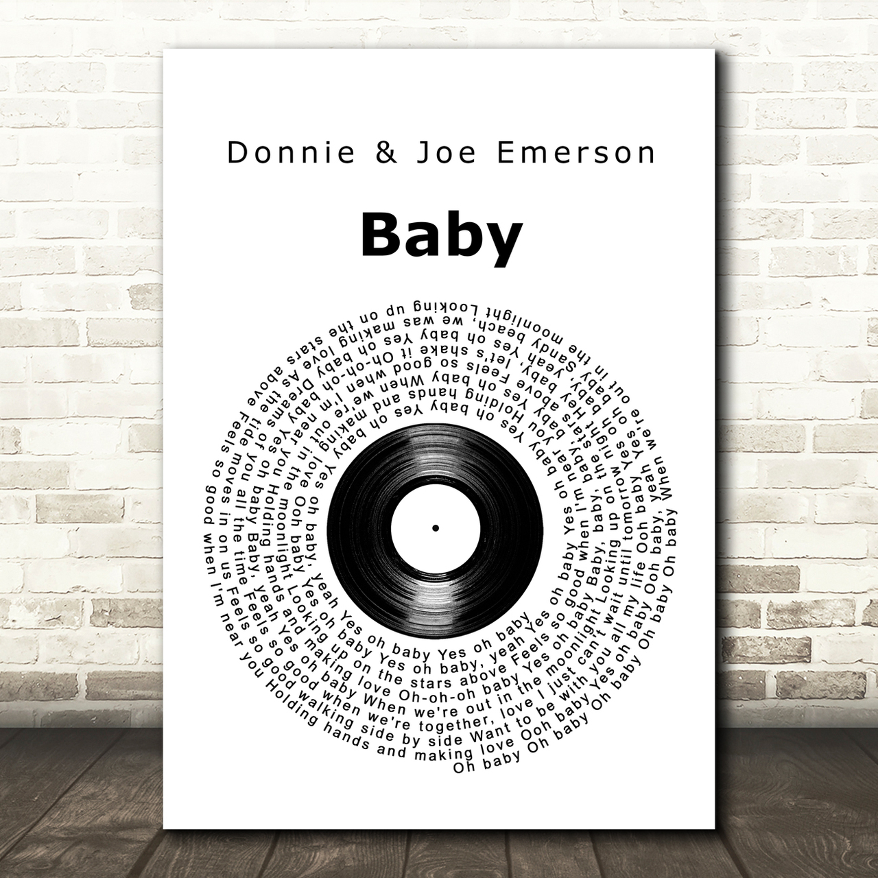 Donnie & Joe Emerson Baby Vinyl Record Song Lyric Art Print