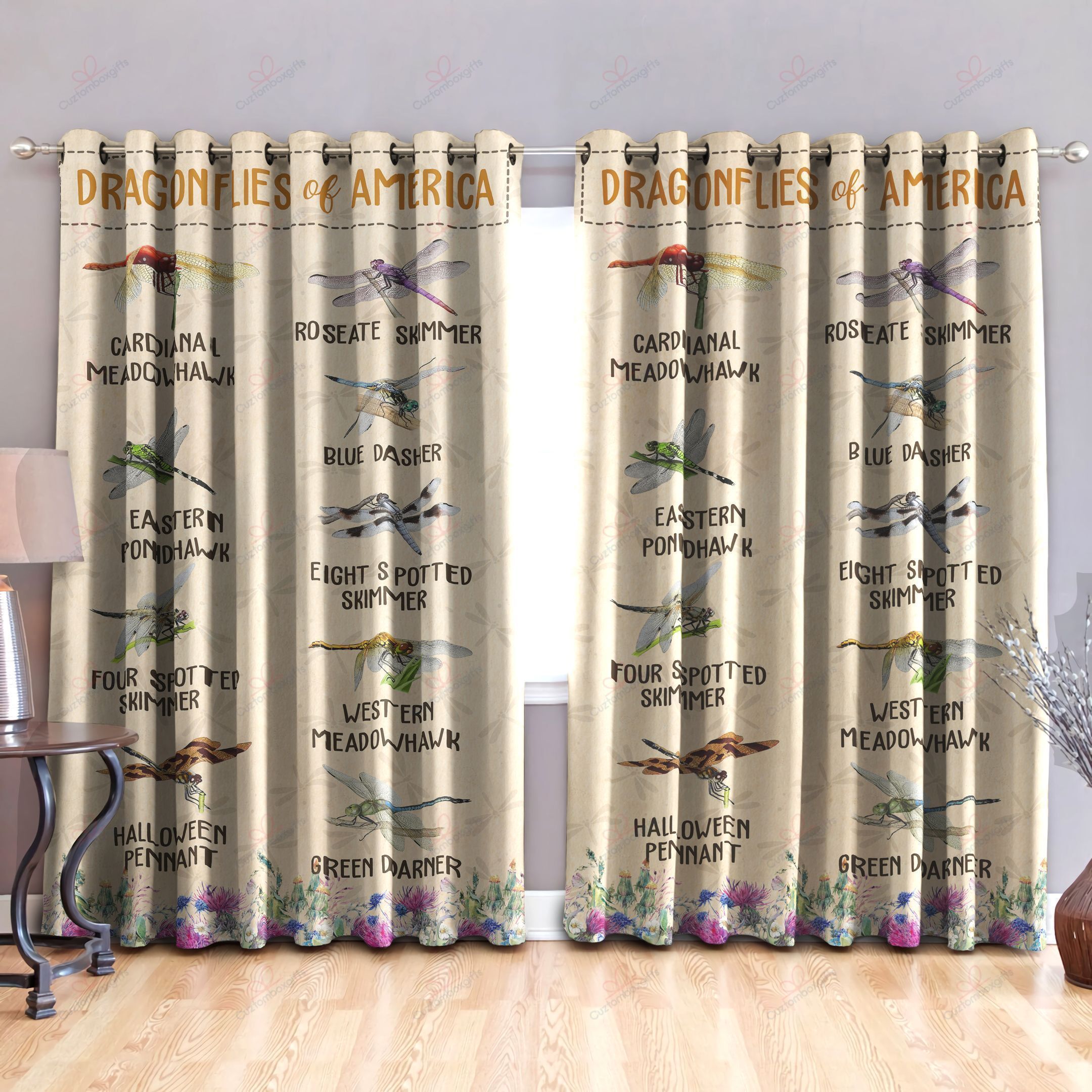 Dragonflies Of America Printed Window Curtain Home Decor