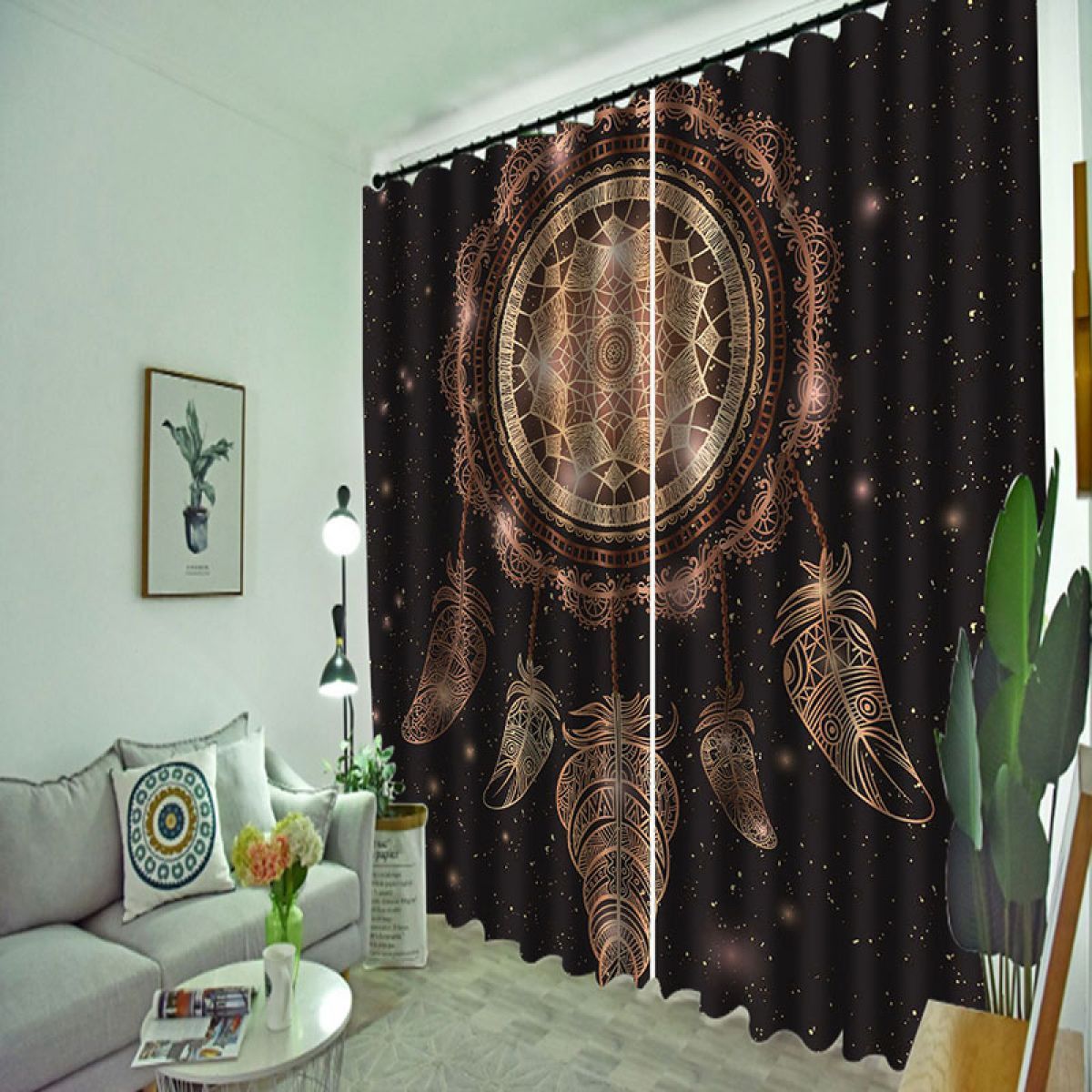 Dream Catcher Galaxy Printed Window Curtain Home Decor