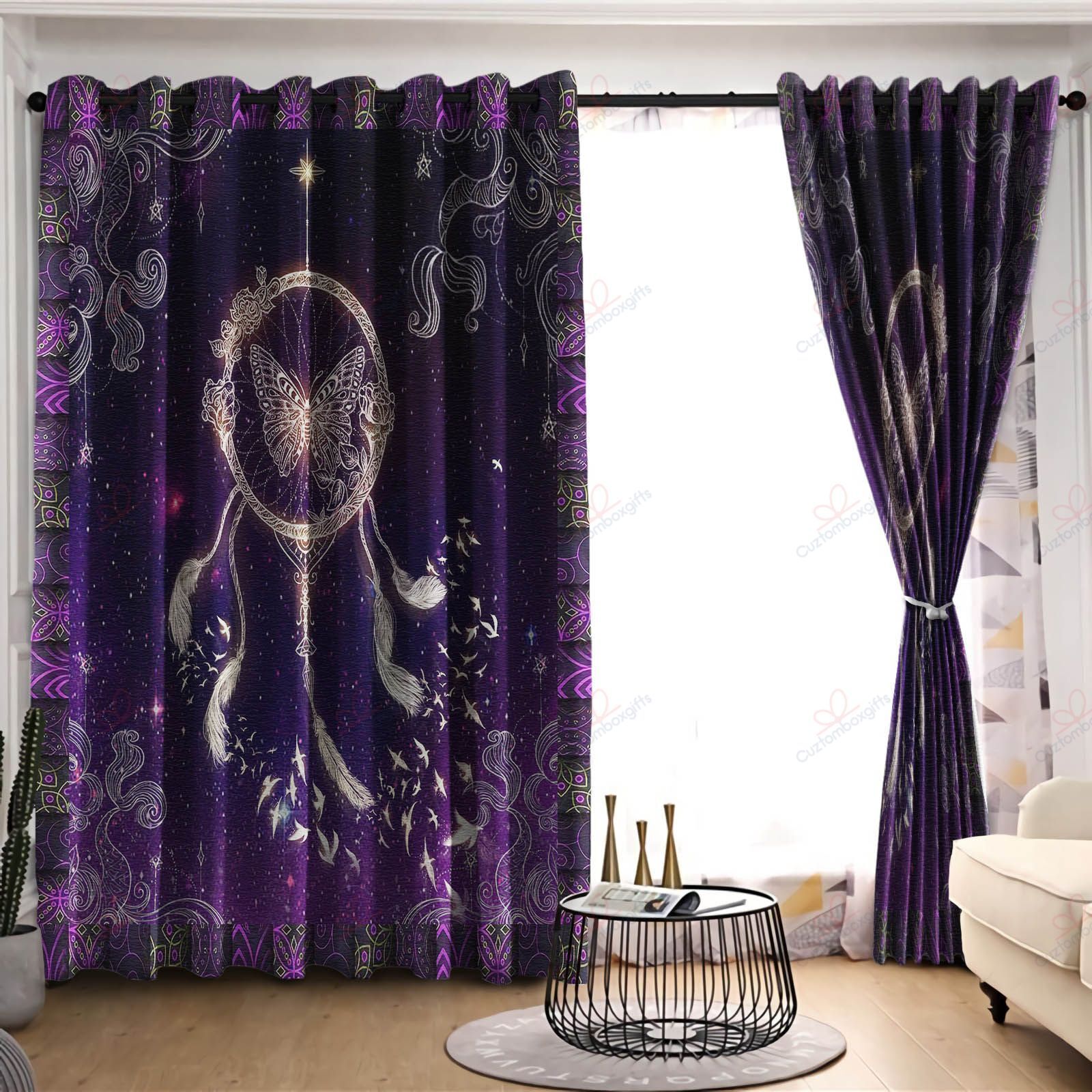 Dreamcatcher Butterfly Galaxy Printed Window Curtain Home Decor