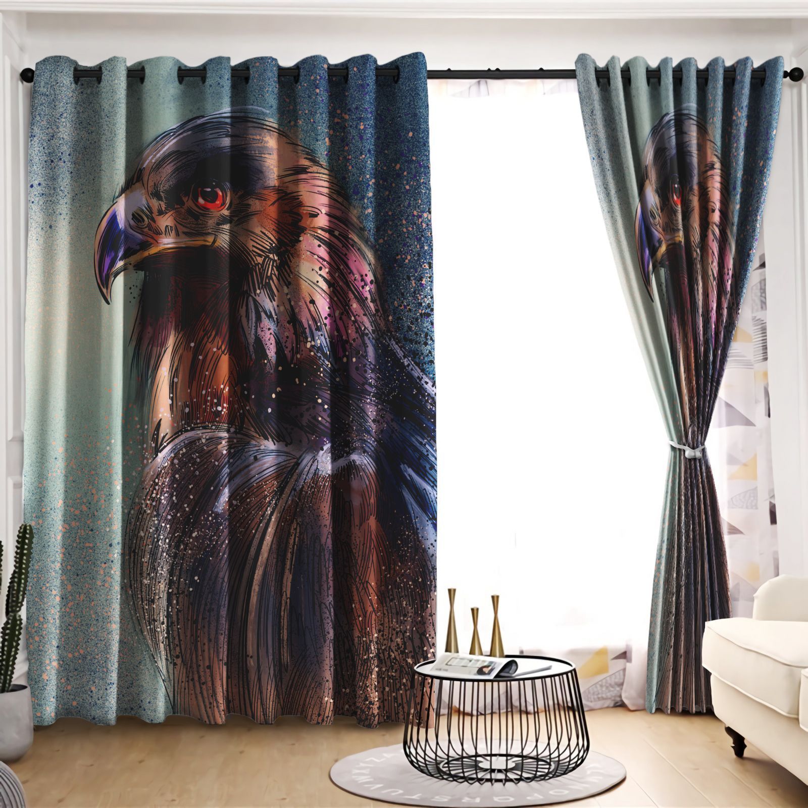 Eagle Stand Strong Printed Window Curtain Home Decor