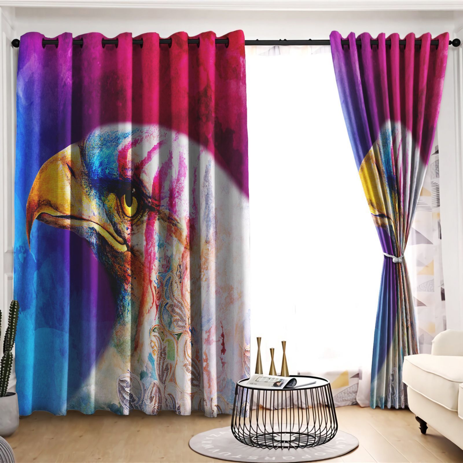 Eagle Take Pride Printed Window Curtain Home Decor