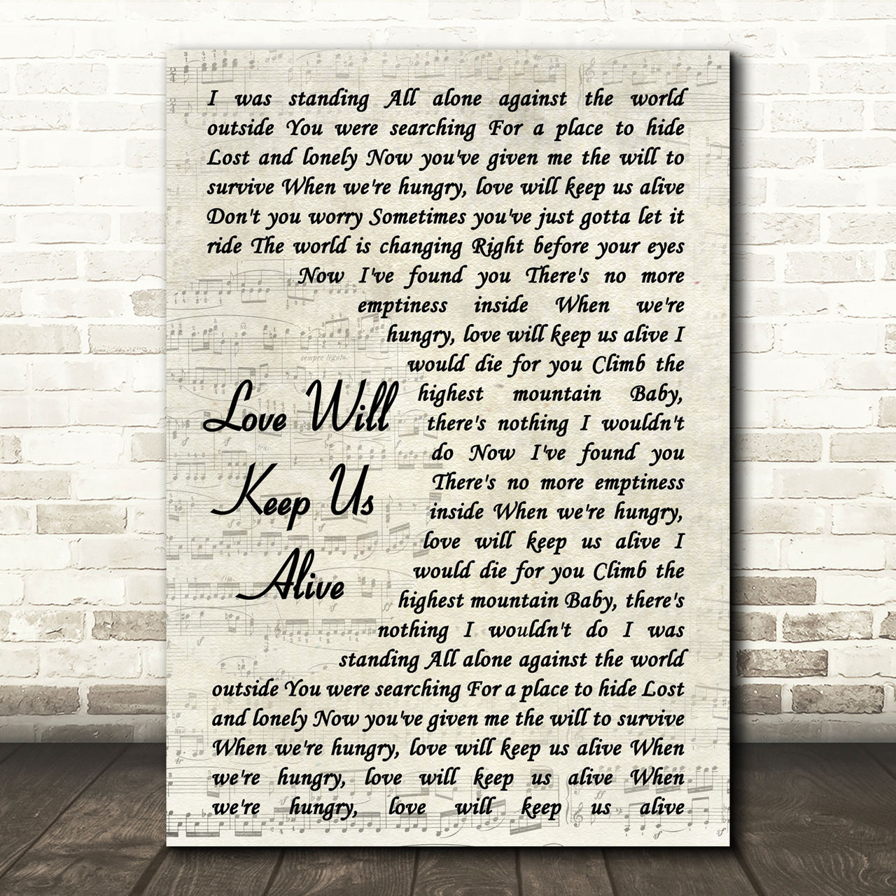 Eagles Love Will Keep Us Alive Song Lyric Vintage Script Quote Print