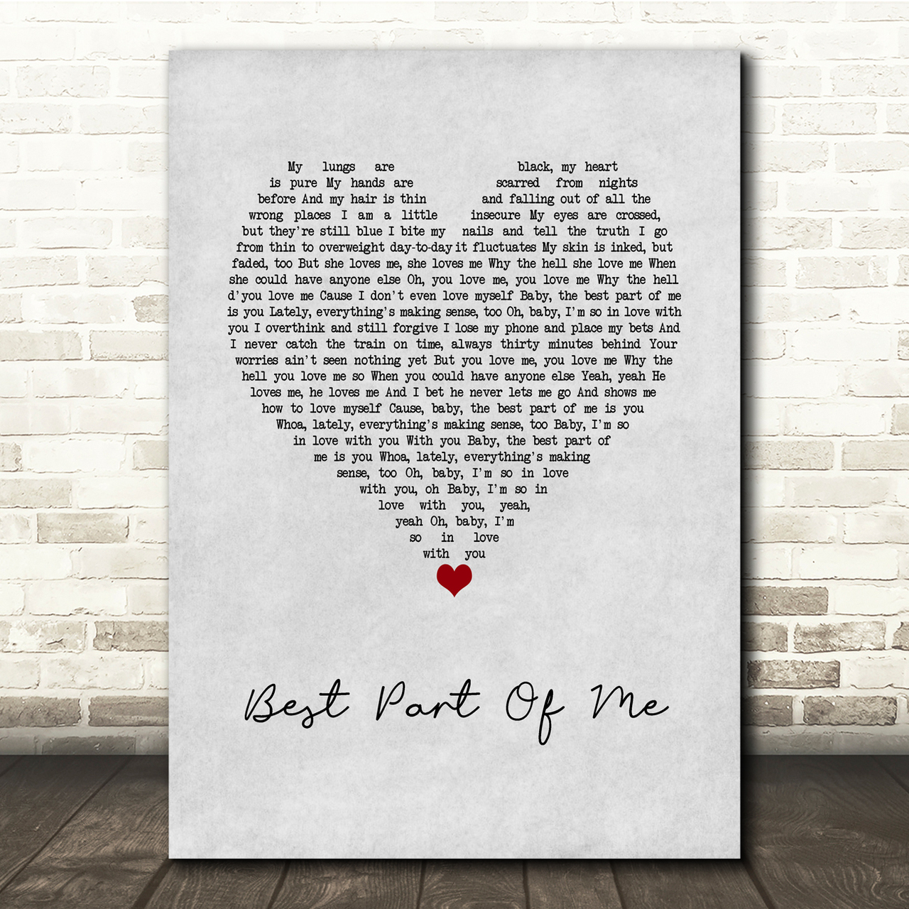 Ed Sheeran feat. YEBBA Best Part Of Me Grey Heart Song Lyric Music Print