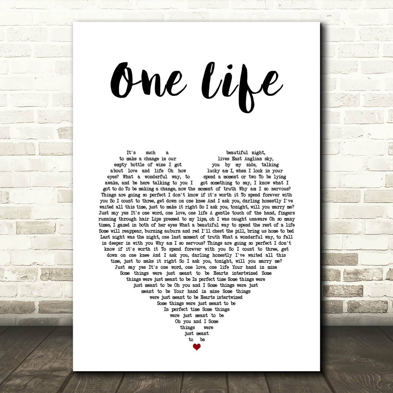 Ed Sheeran One Life White Heart Song Lyric Print