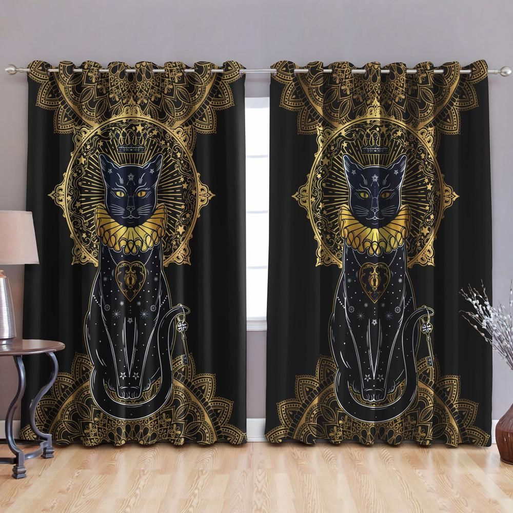 Egypt Bastet Royal Cat Printed Window Curtain