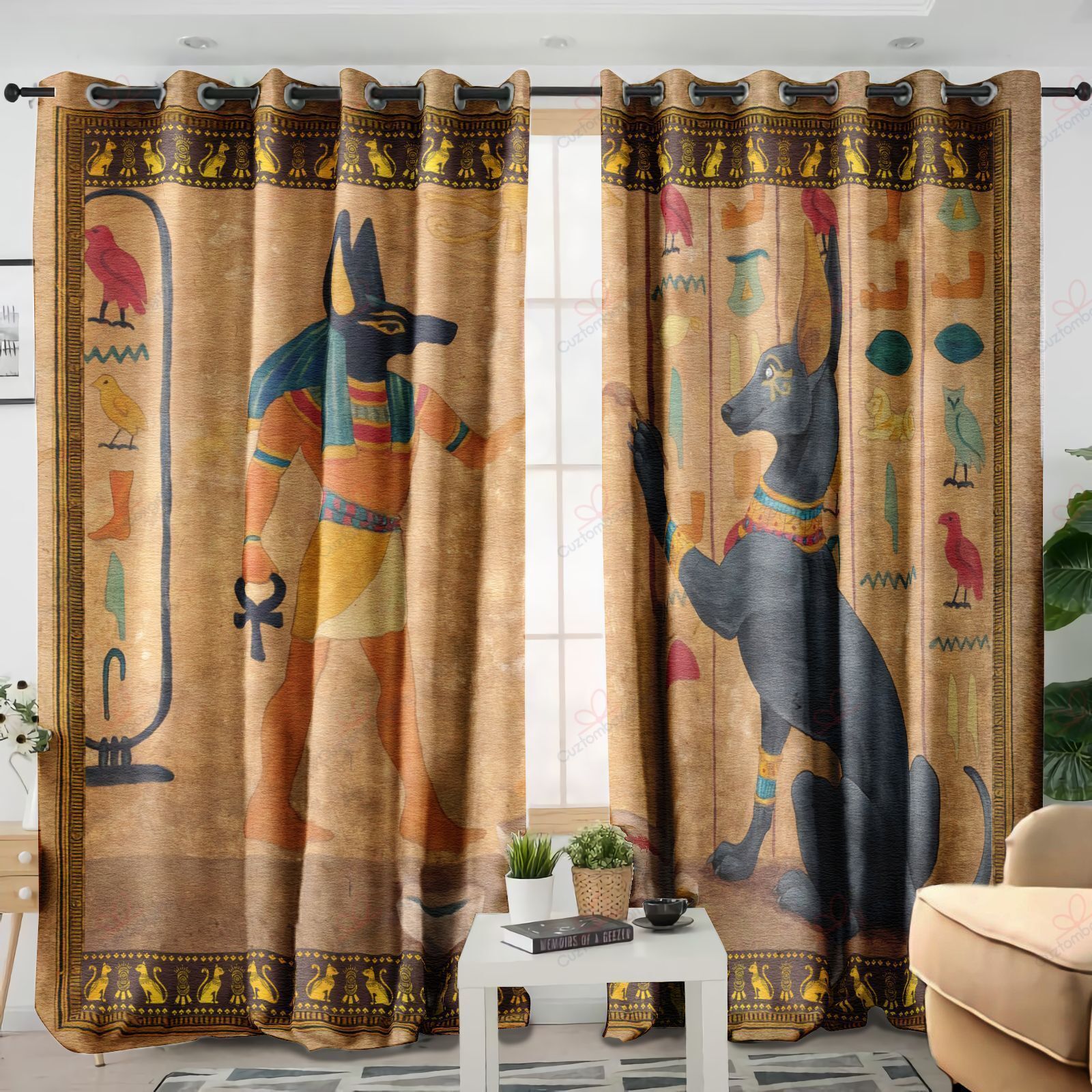 Egyptian Pattern Printed Window Curtains Home Decor