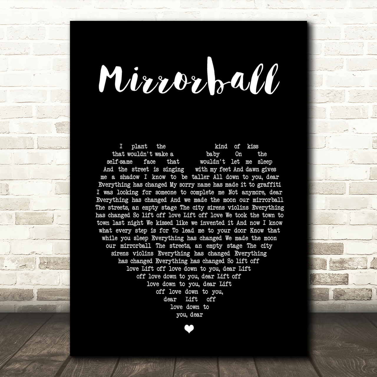 Elbow Mirrorball Black Heart Song Lyric Wall Art Print