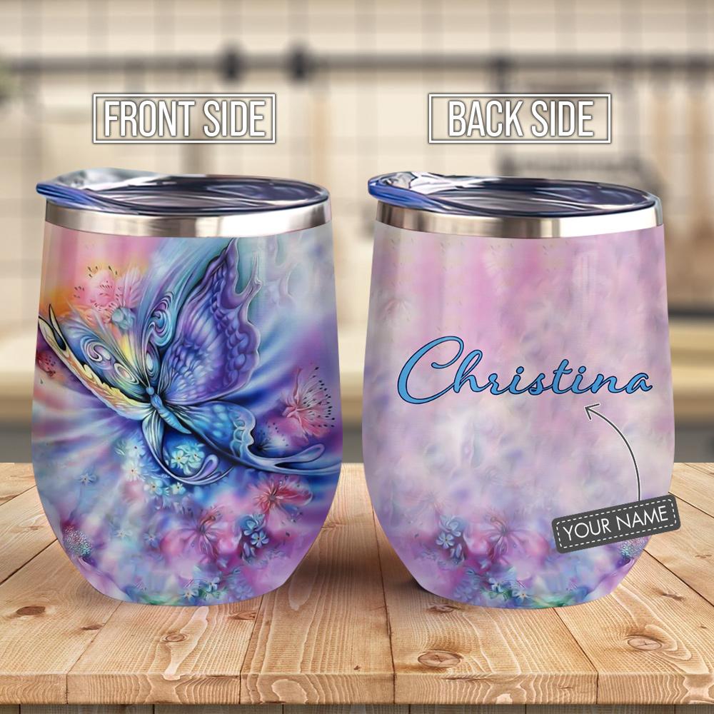 Elegant Butterfly Personalized Wine Tumbler