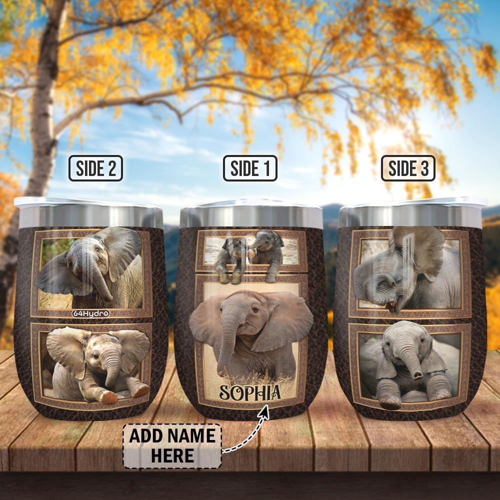 Elephant 3D Picture Personalized Wine Tumbler