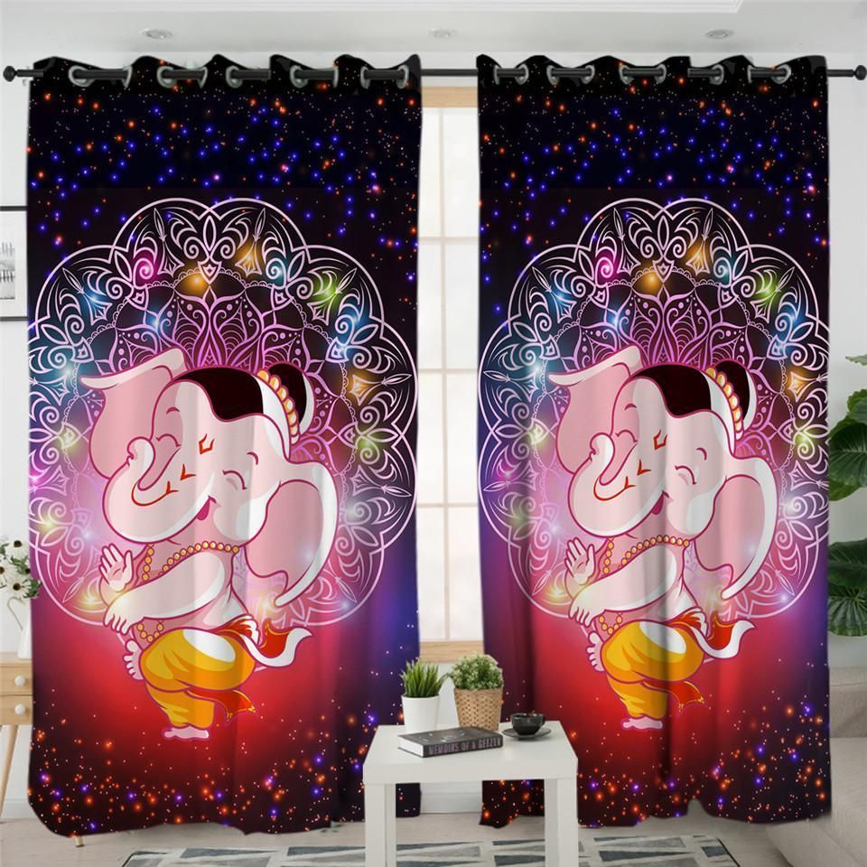 Elephant Chakra Window Curtain Home Decor