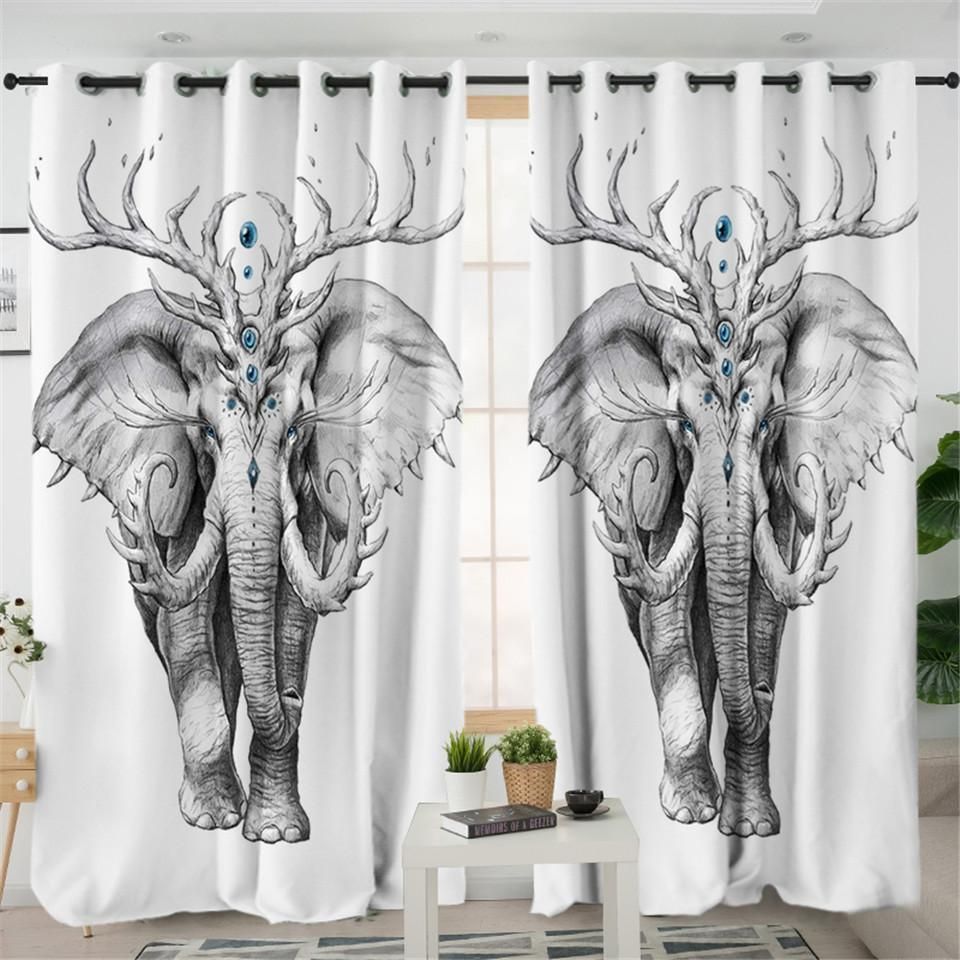 Elephant With Horn Window Curtains Home Decor
