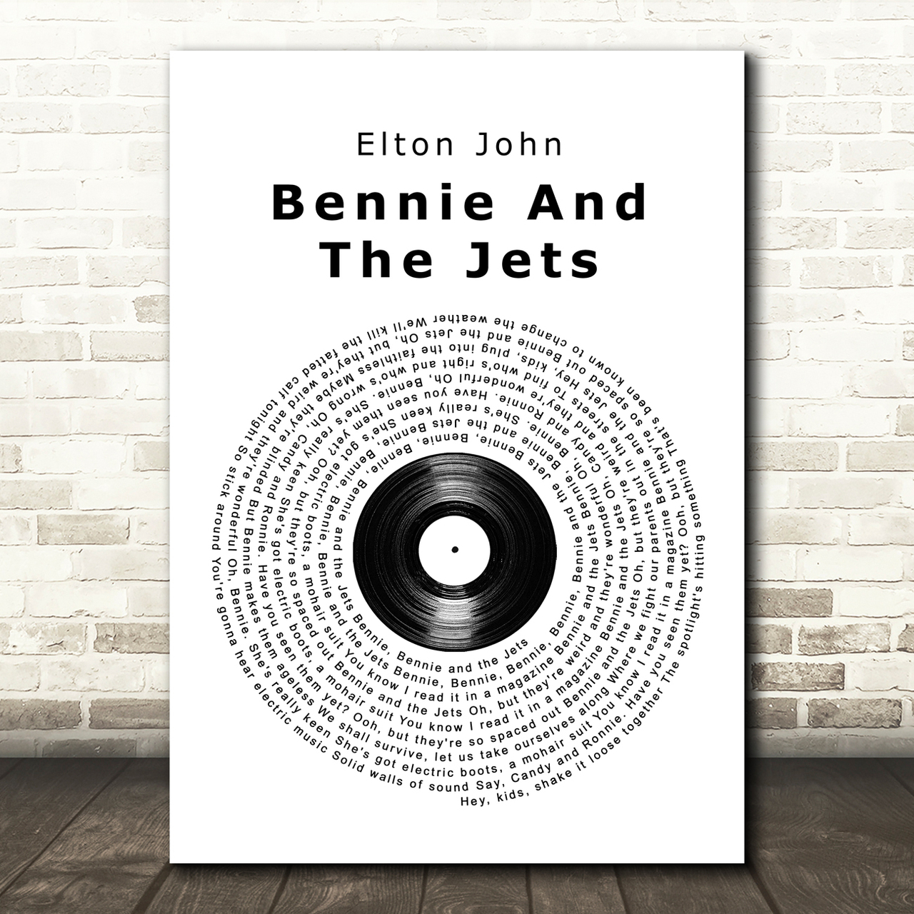 Elton John Bennie And The Jets Vinyl Record Song Lyric Wall Art Print