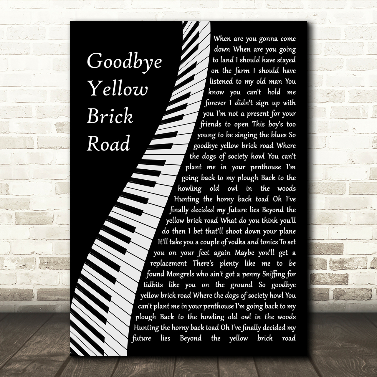 Elton John Goodbye Yellow Brick Road Piano Song Lyric Quote Music Poster Print