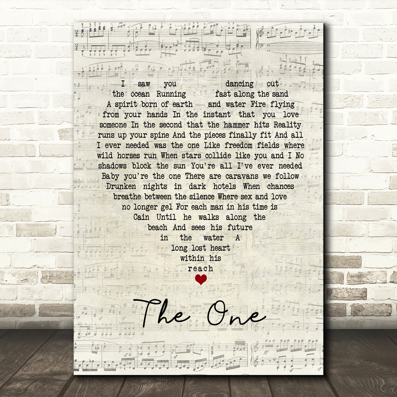 Elton John The One Script Heart Song Lyric Music Print