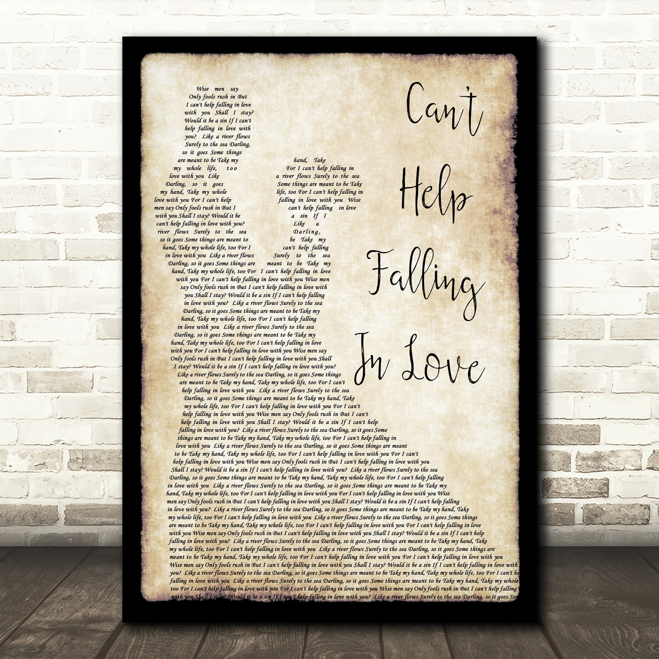 Elvis Presley Can't Help Falling In Love Song Lyric Man Lady Dancing Quote Print