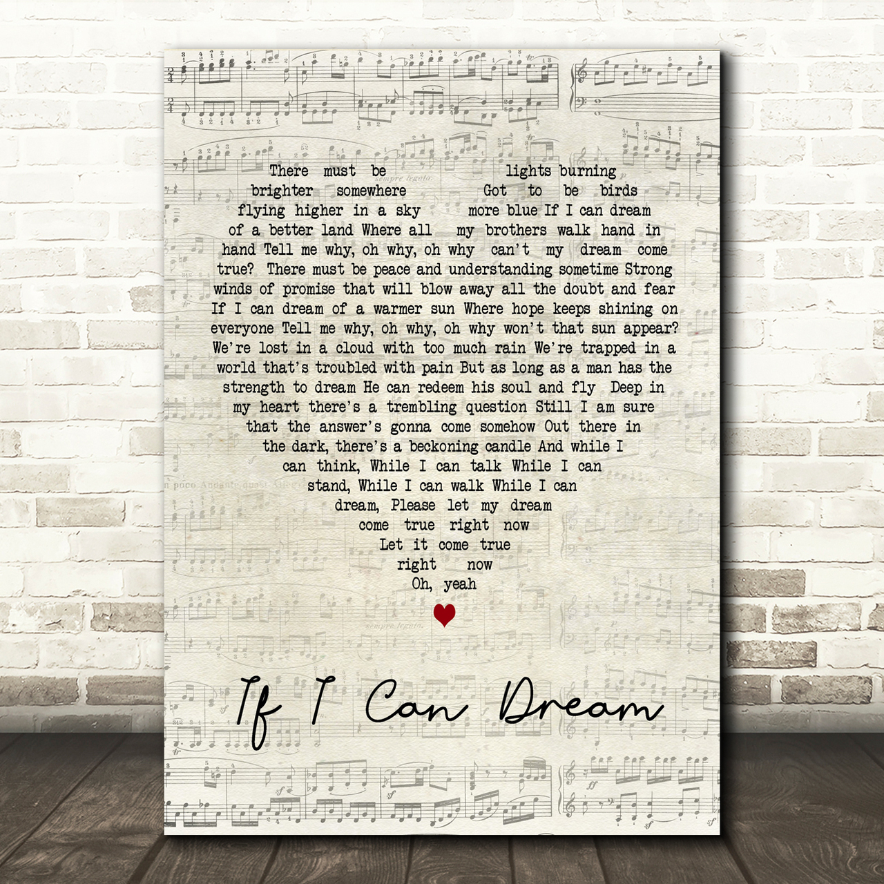 Elvis Presley If I Can Dream Script Heart Song Lyric Print