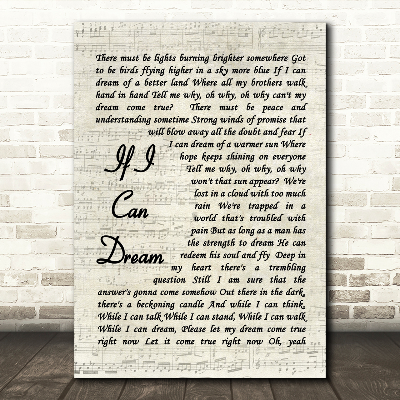 Elvis Presley If I Can Dream Vintage Script Song Lyric Quote Print