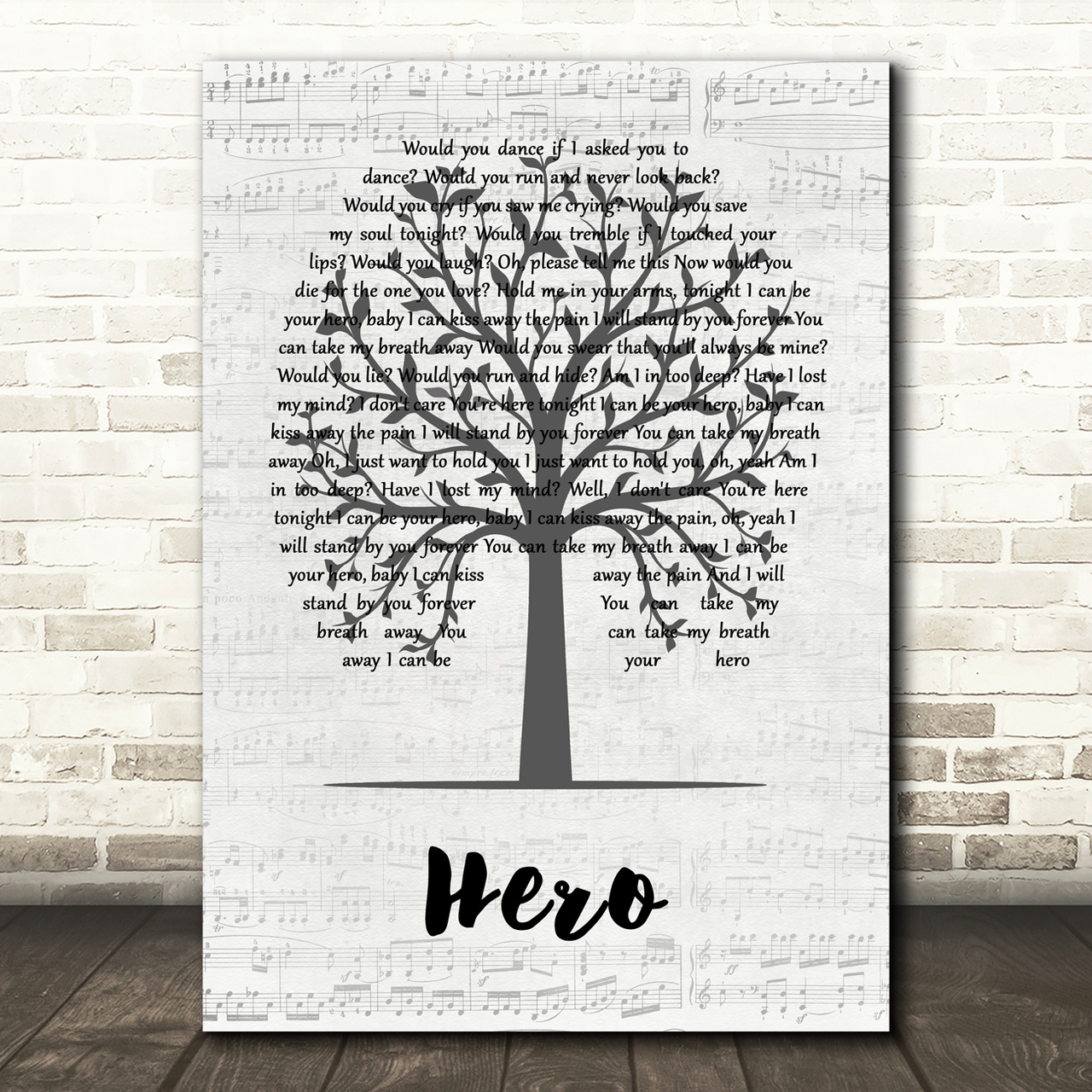 Enrique Iglesias Hero Music Script Tree Song Lyric Quote Music Poster Print