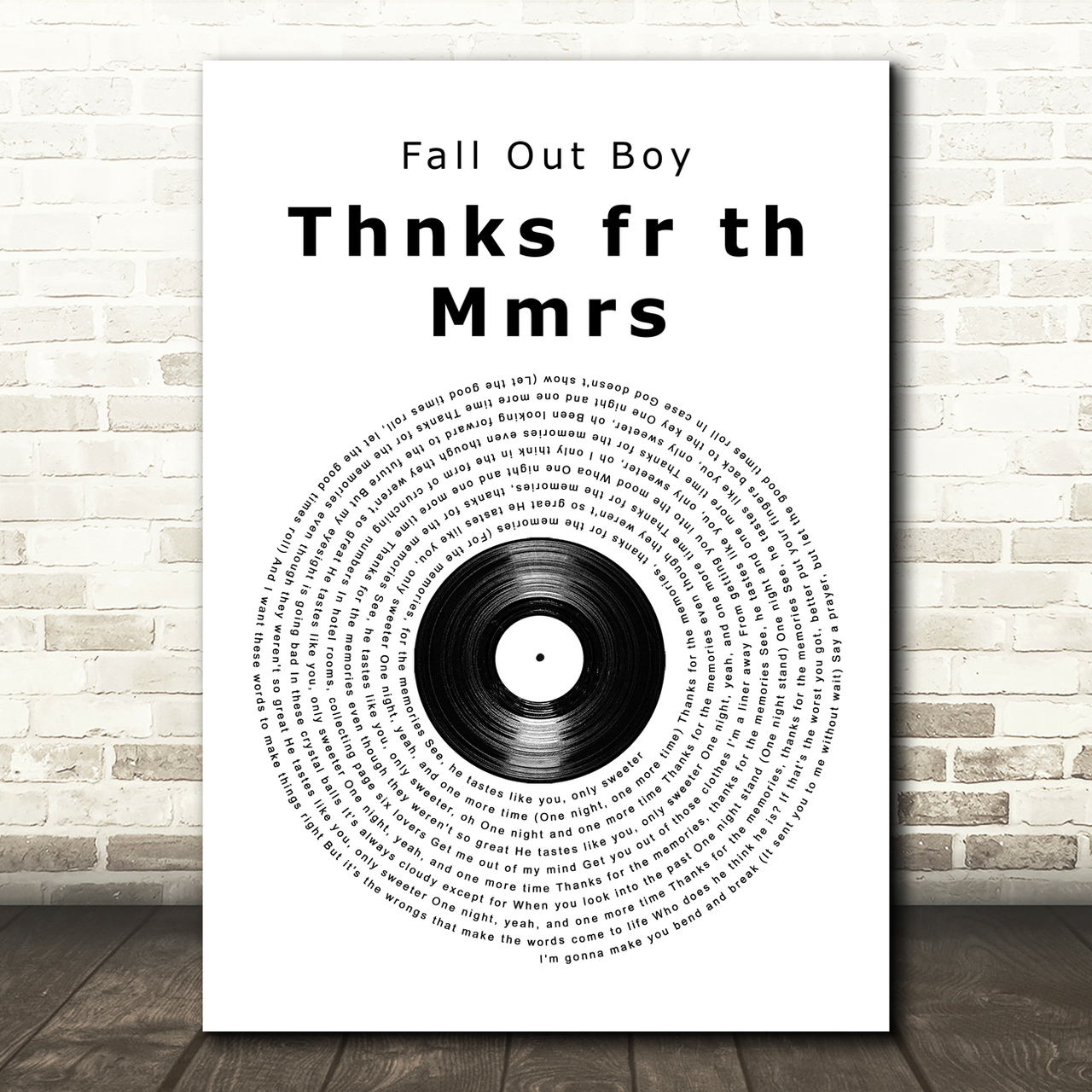 Fall Out Boy Thnks fr th Mmrs Vinyl Record Song Lyric Art Print