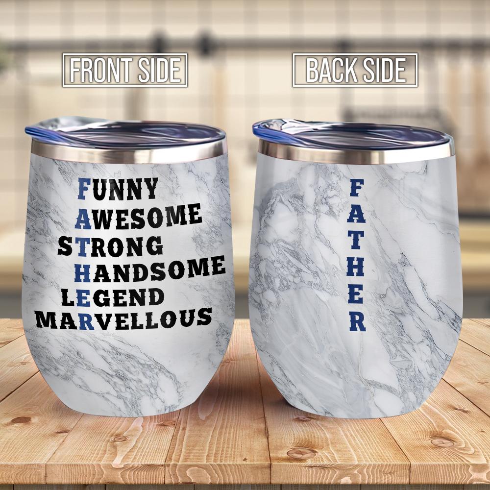 Father Facts Light Gray Matte Funny Gift For Dad Present Idea For Mother Meaning Gift For Dad From Daughter Or Son Wine Tumbler