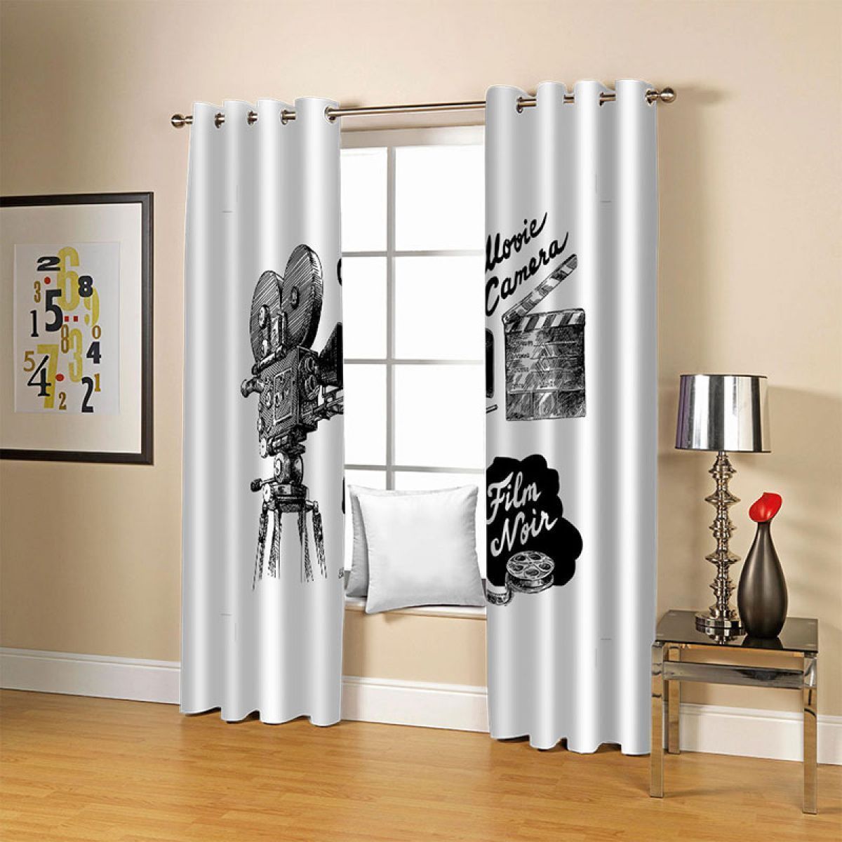 Film Projector Printed Window Curtain Home Decor