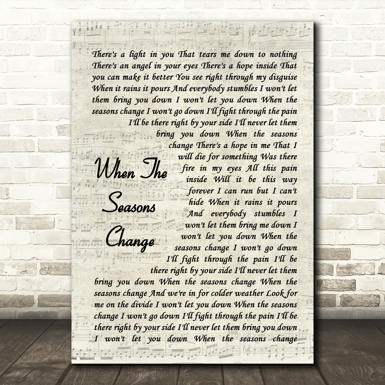 Five Finger Death Punch When The Seasons Change Vintage Script Song Lyric Quote Music Poster Print