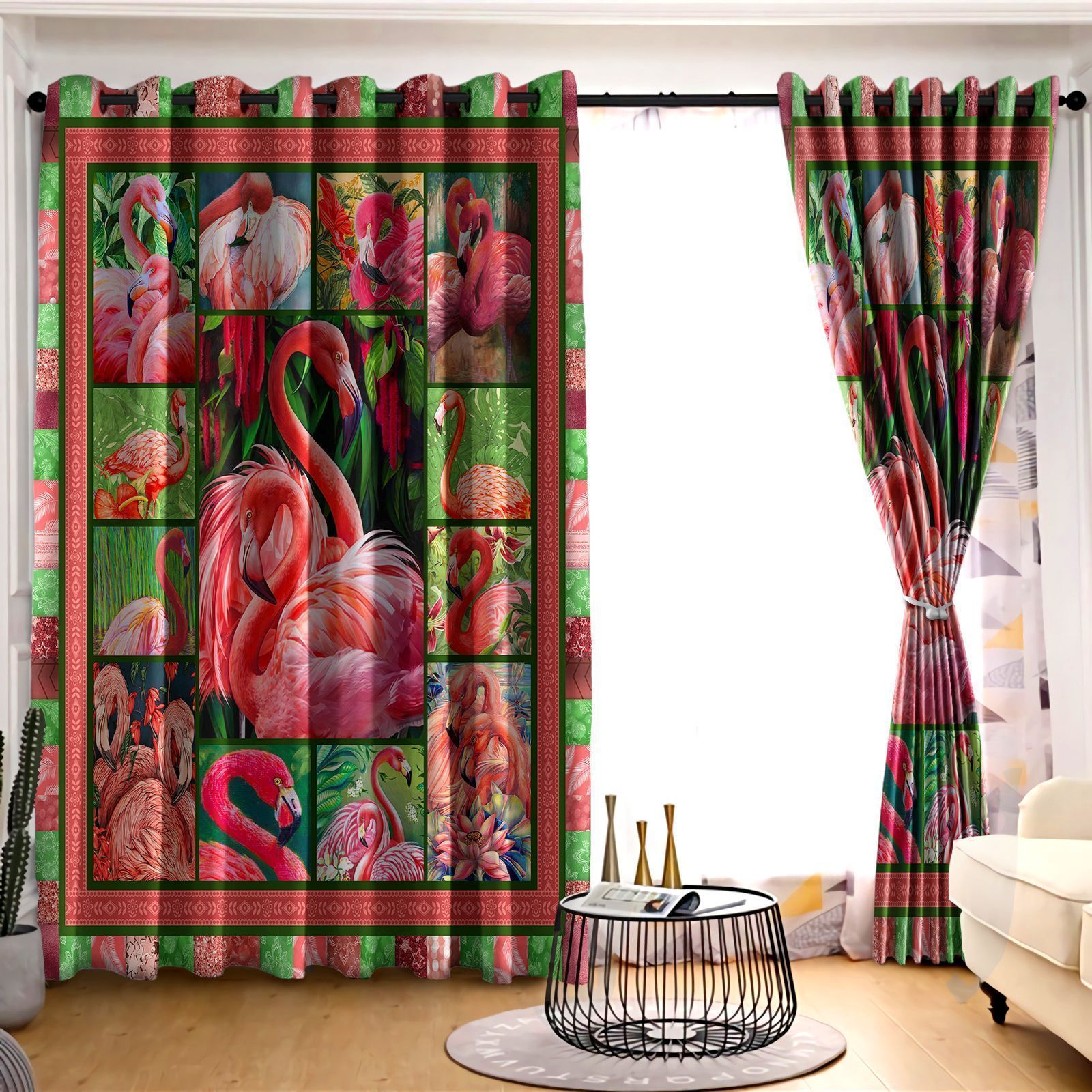 Flamingo The Bird Of Paradise Printed Window Curtain Home Decor