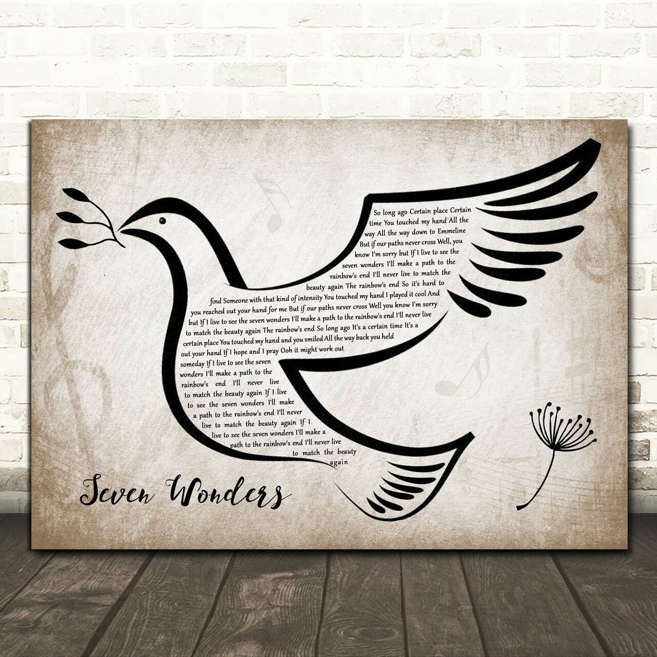 Fleetwood Mac Seven Wonders Vintage Dove Bird Song Lyric Print