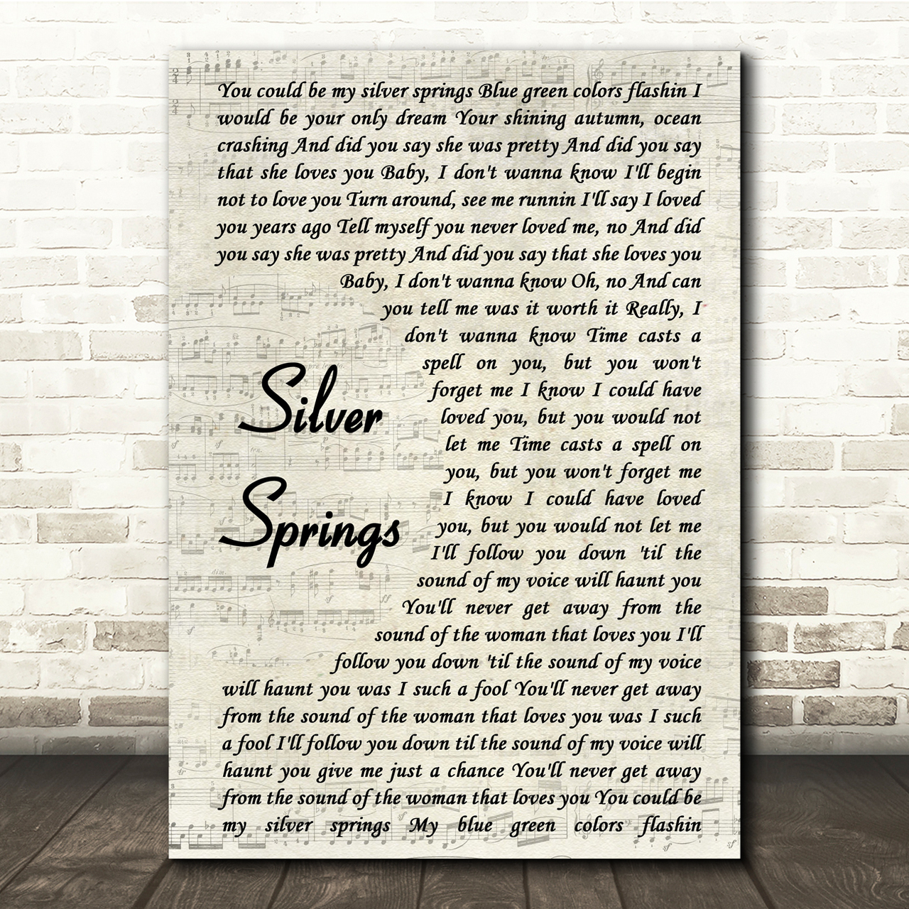 Fleetwood Mac Silver Springs Vintage Script Song Lyric Quote Print