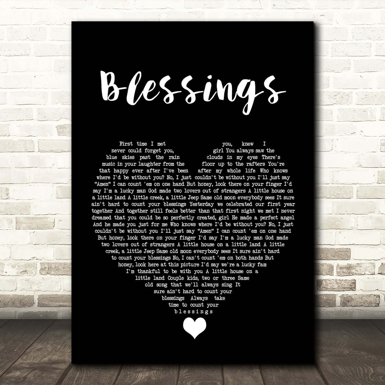 Florida Georgia Line Blessings Black Heart Song Lyric Quote Music Poster Print