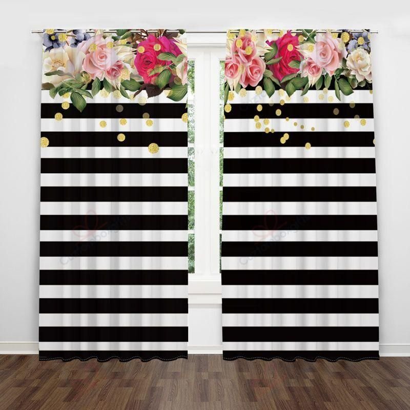 Flower Floral Modern Simple Printed Window Curtain Home Decor
