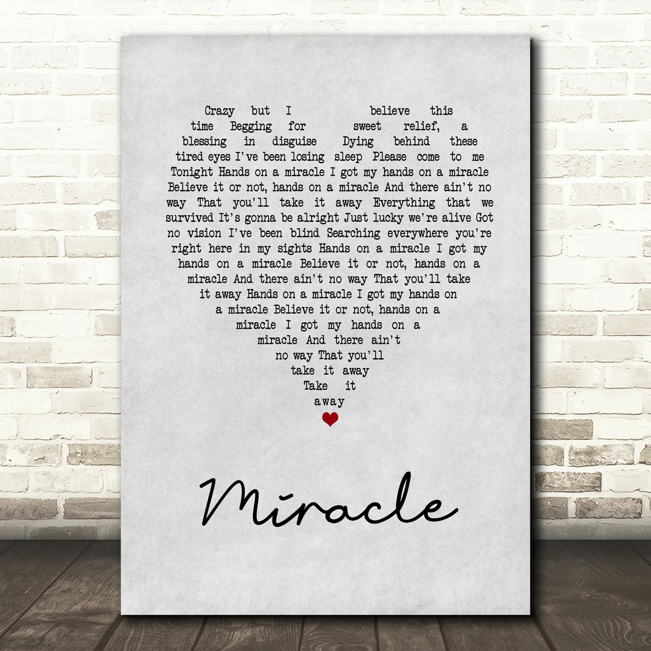 Foo Fighters Miracle Grey Heart Song Lyric Quote Print