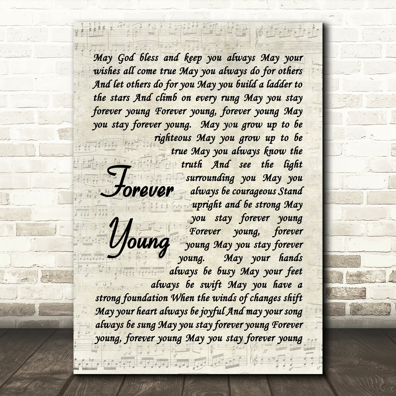 Forever Young Bob Dylan Script Quote Song Lyric Print