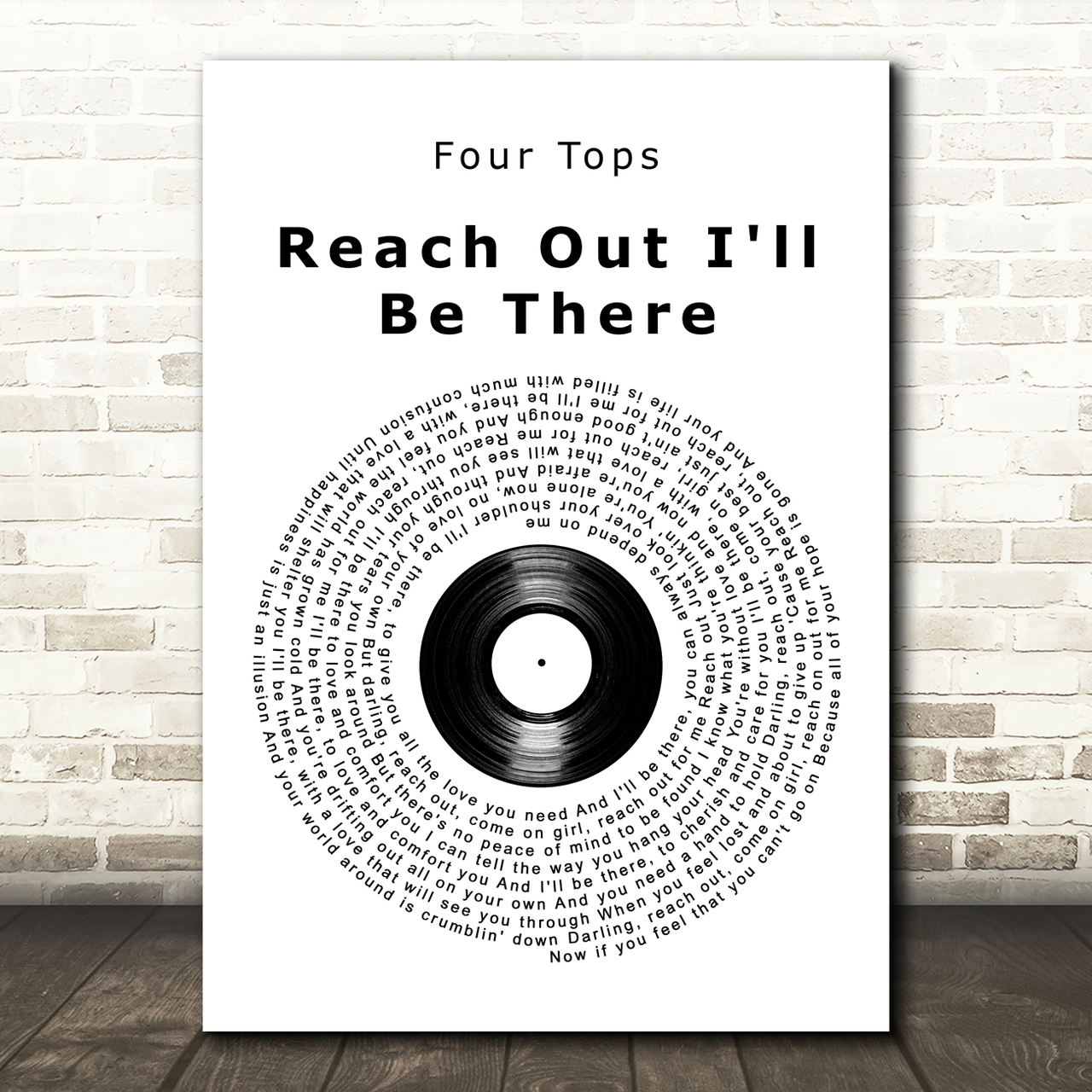 Four Tops Reach Out I'll Be There Vinyl Record Song Lyric Art Print