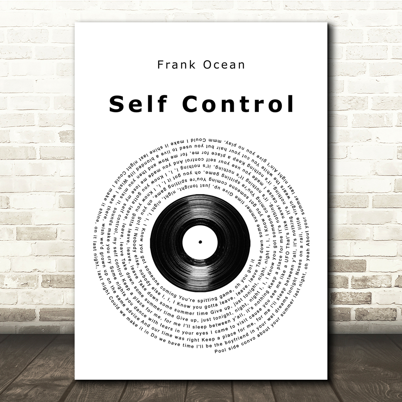 Frank Ocean Self Control Vinyl Record Song Lyric Music Print
