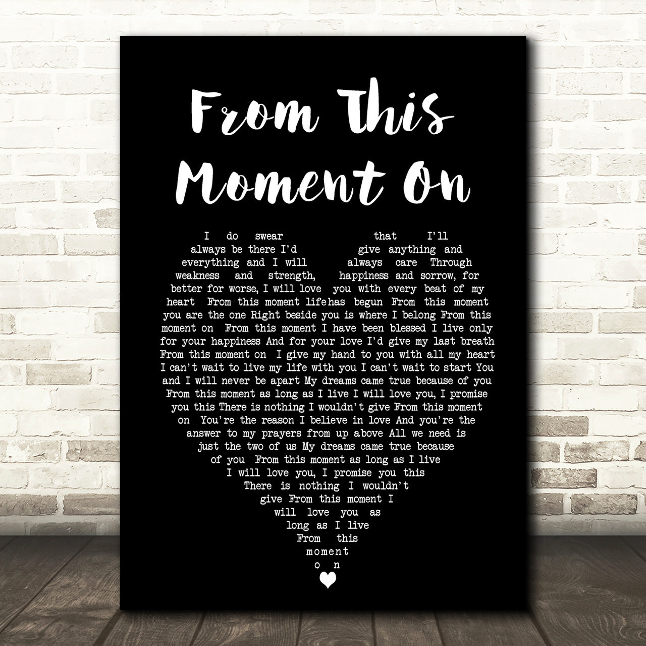 From This Moment On Shania Twain Black Heart Song Lyric Quote Print