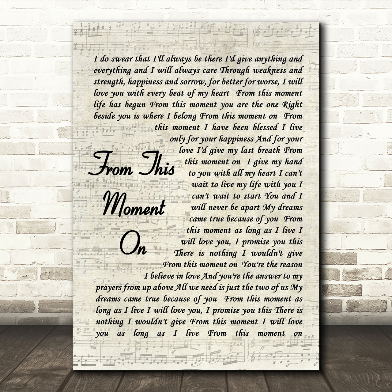 From This Moment On Shania Twain Song Lyric Vintage Script Quote Print