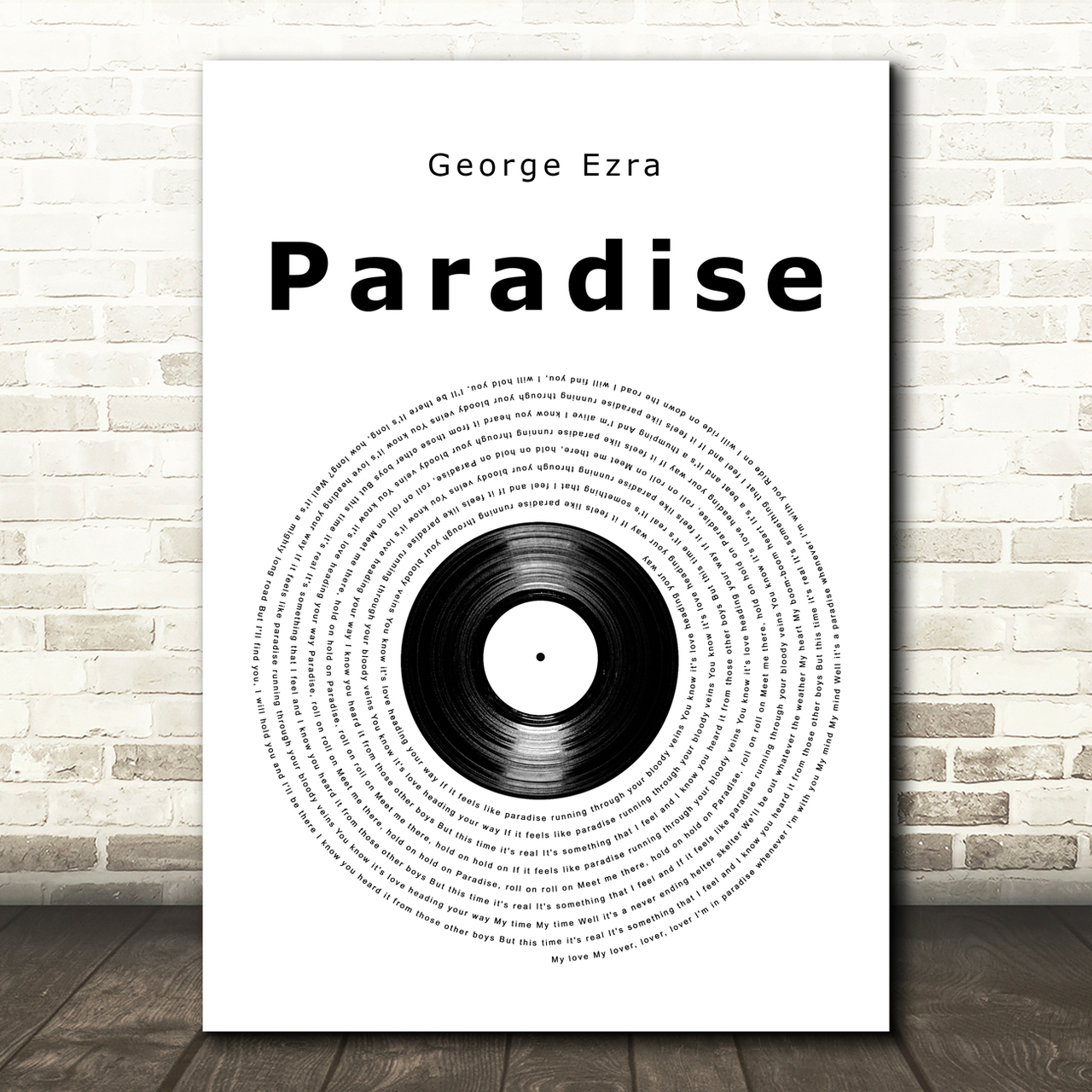 George Ezra Paradise Vinyl Record Song Lyric Art Print