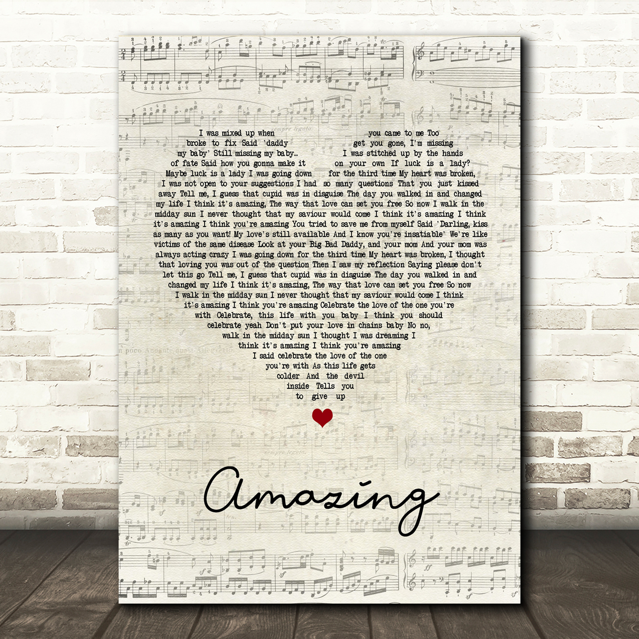 George Michael Amazing Script Heart Song Lyric Print