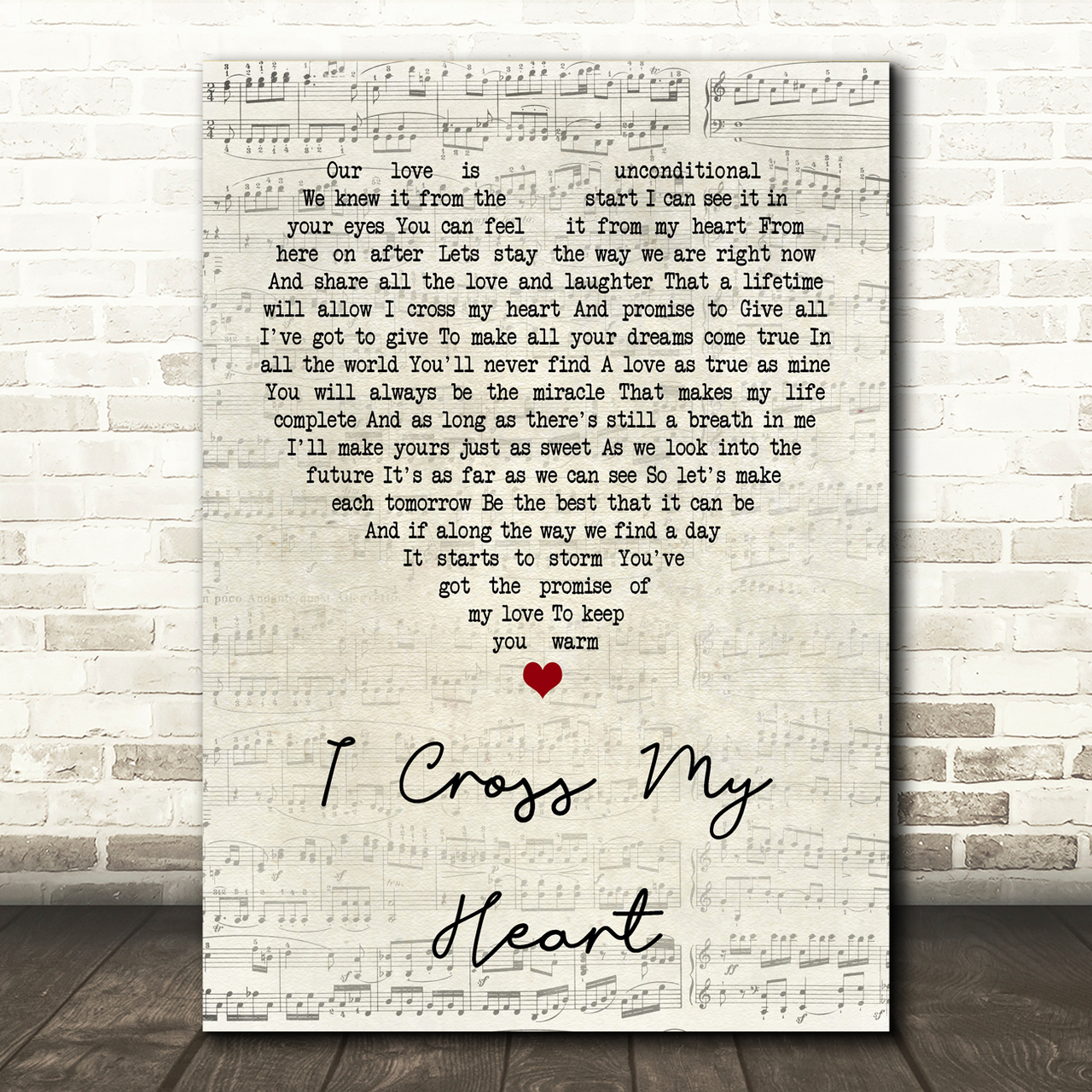 George Strait George Strait I Cross My Heart Script Heart Song Lyric Wall Art Print