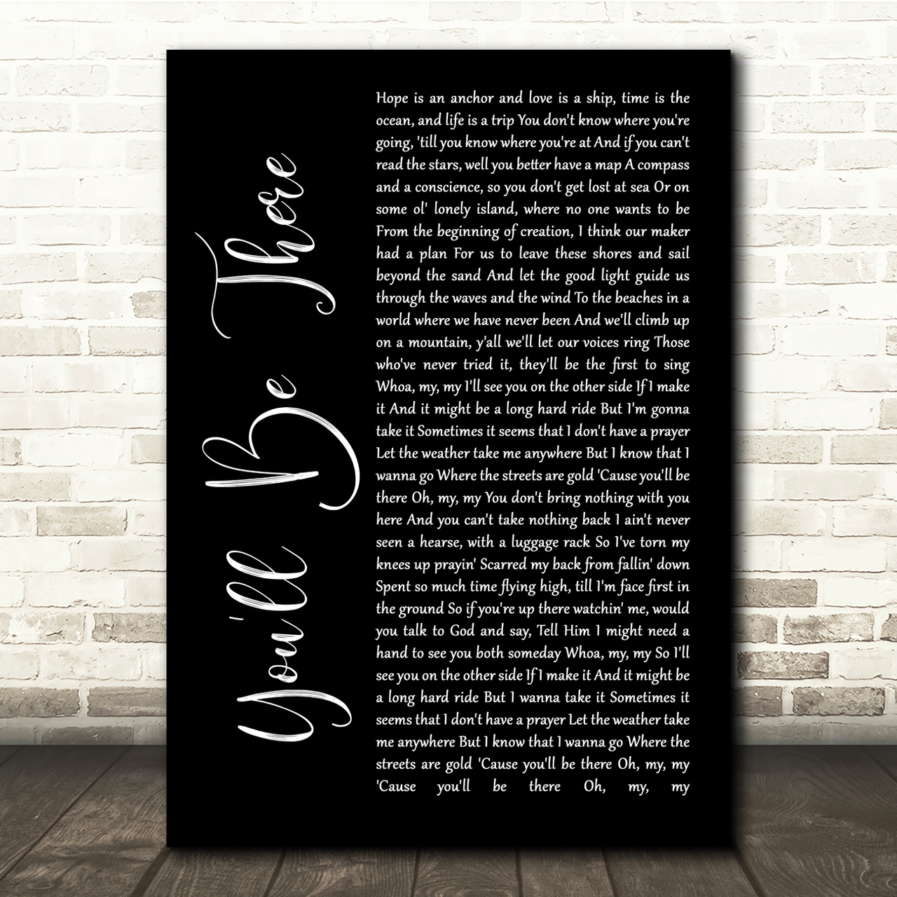 George Strait You'll Be There Black Script Song Lyric Quote Music Poster Print