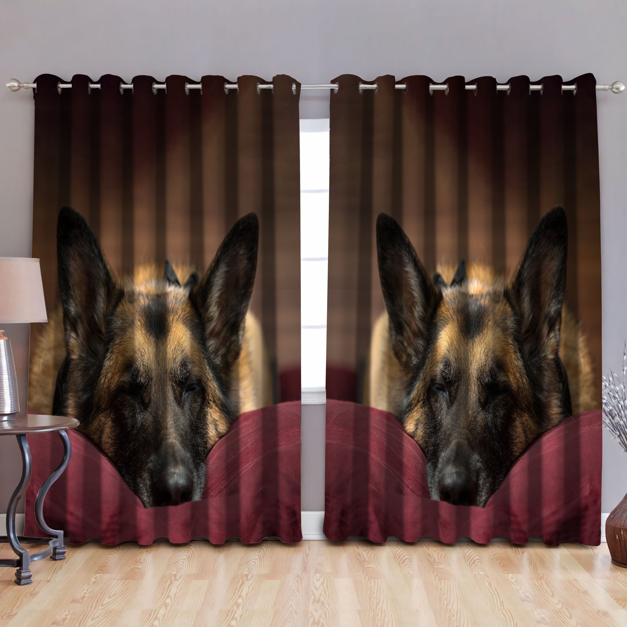 German Shepherd Gift For Dog Lovers Printed Window Curtain