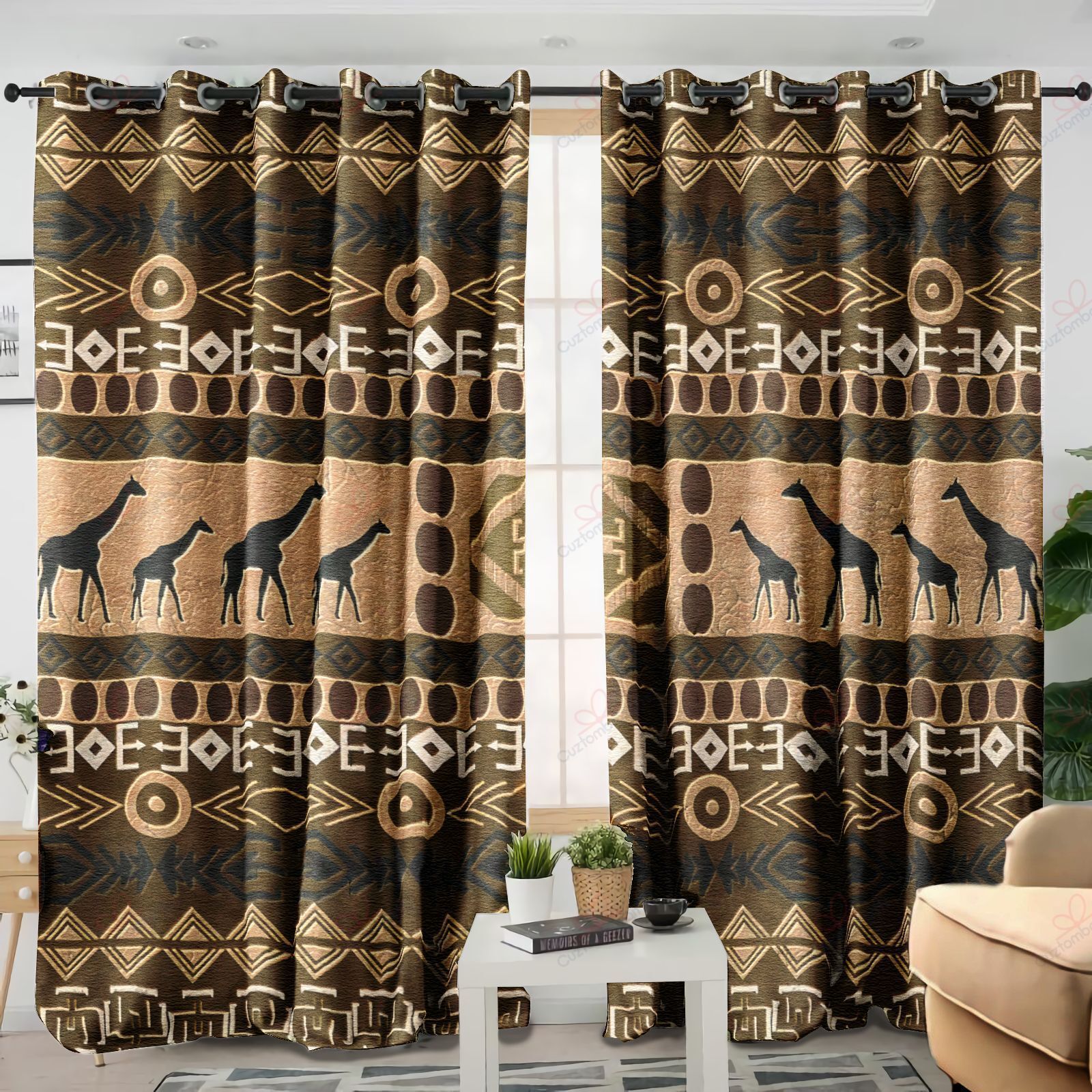 Giraffe African Pattern Printed Window Curtain Home Decor