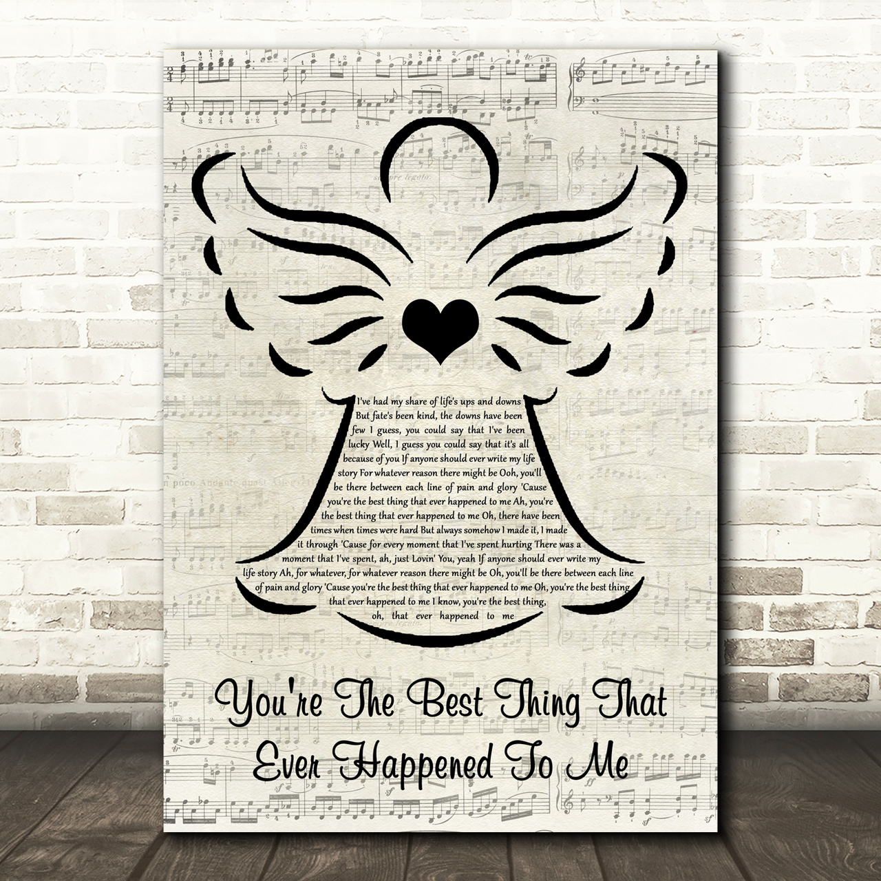 Gladys Knight You're The Best Thing That Ever Happened To Me Music Script Angel Song Lyric Wall Art Print